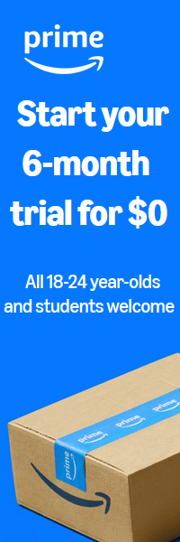 Start your 6-month Amazon Prime trial for $0  – All 18 –24 year-olds and students welcome